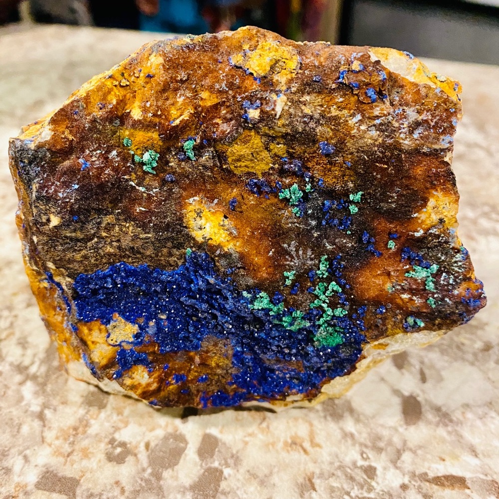 Malachite and azurite raw natural specimens!